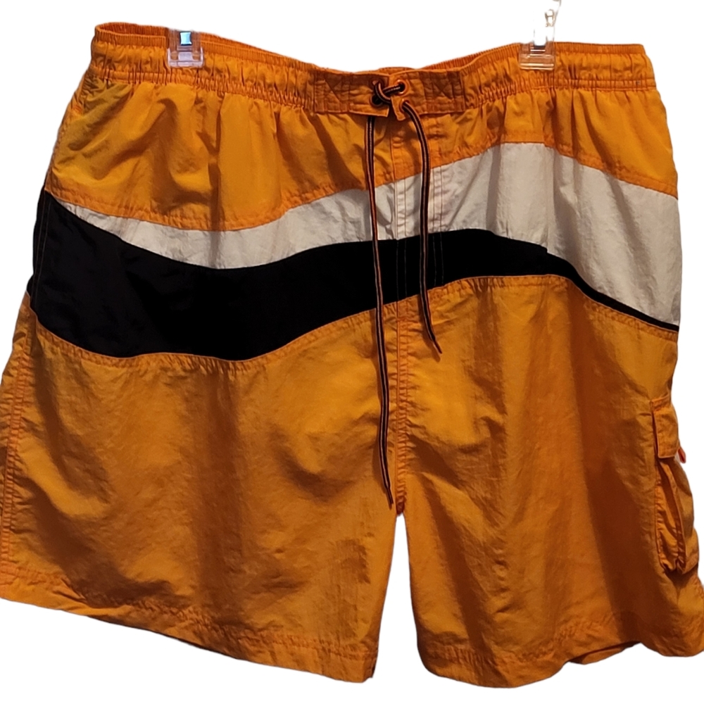 Men's Swim Trunks Shorts Lined Size XL 40-42 Orange Black White Sand N Sun Brand